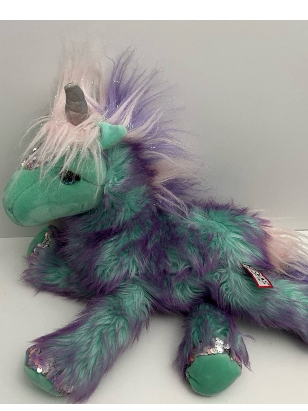 Douglas Cuddle Toys Veda Unicorn Plush 14" Eye Lashes RARE Rainbow Stuffed Toy